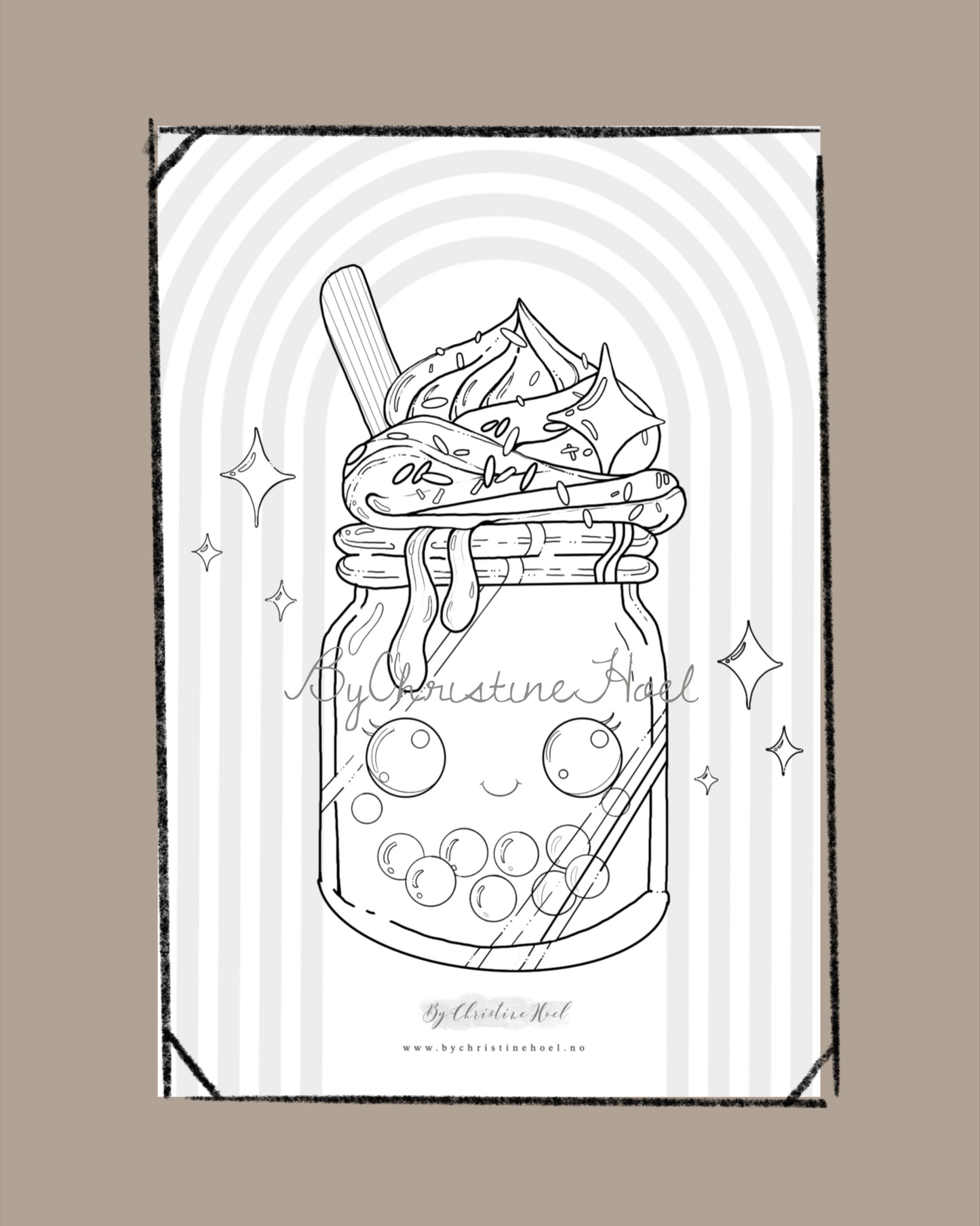 Fargeleggingsark 🎁 Gratis digital nedlastning ✨ «Boba tea» 🧋