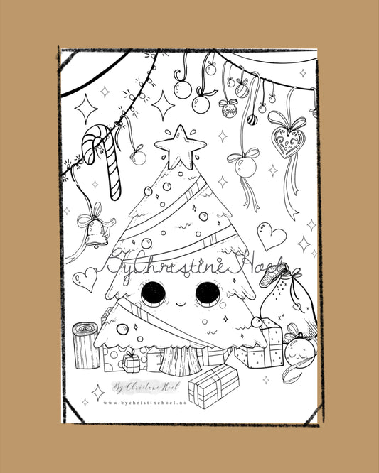 Fargeleggingsark 🎁 Gratis digital nedlastning ✨ «Juletre» 🎄