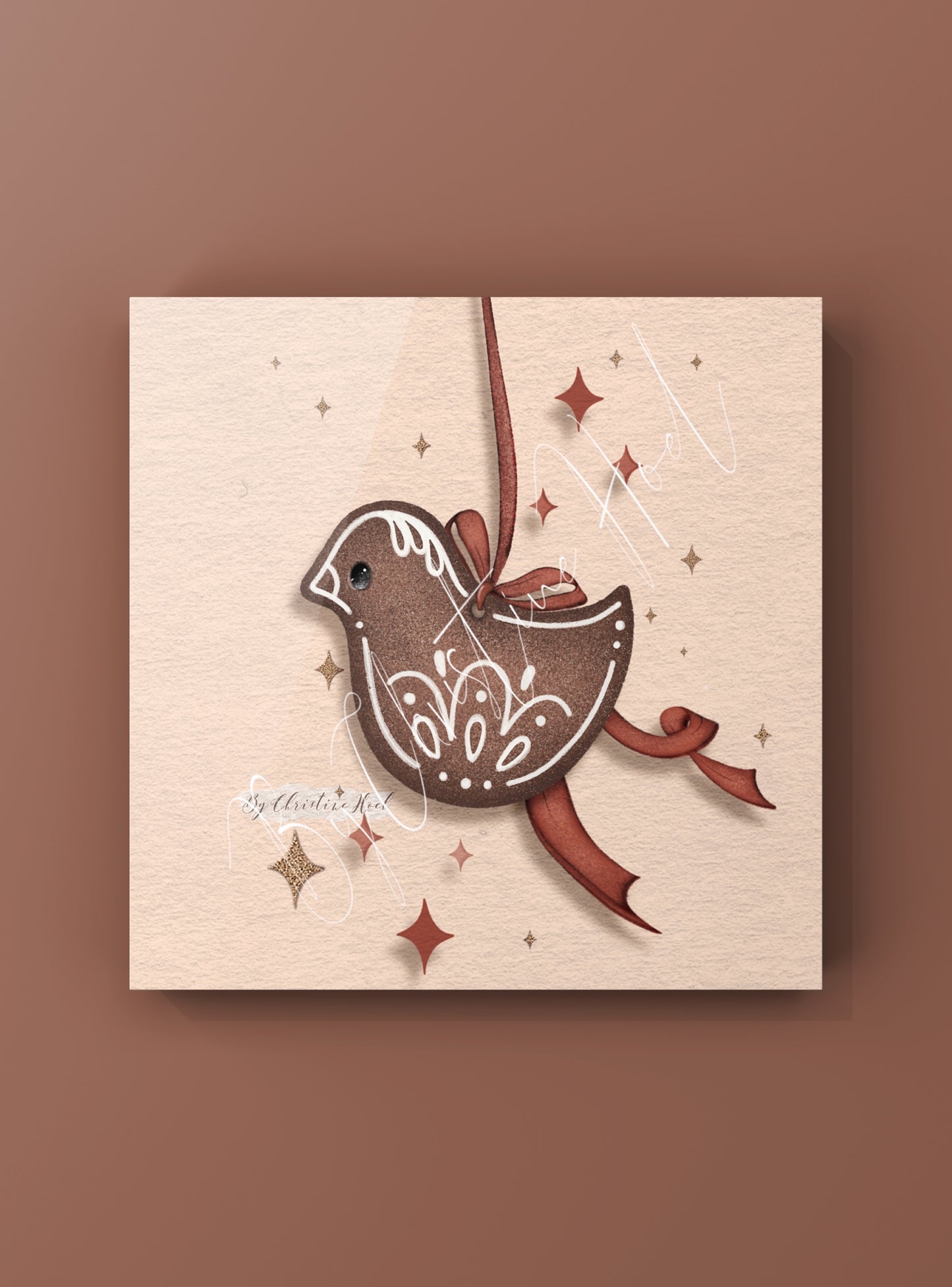 Pepperkake Hjertesmil - 10x10 cm dobbelt kort