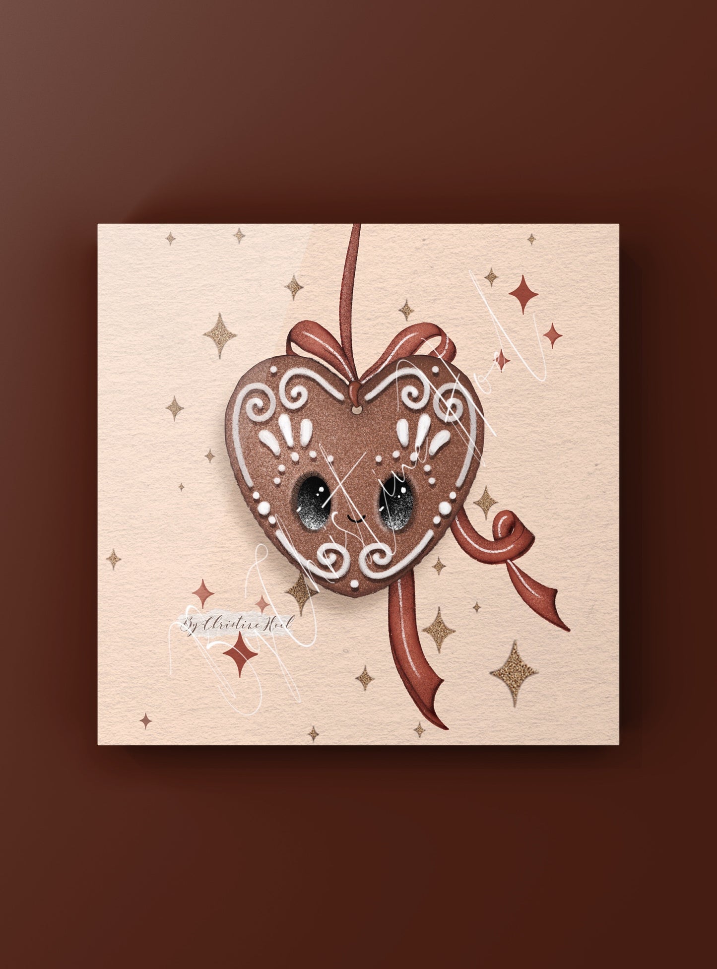 Pepperkake Fugl - 10x10 cm dobbelt kort