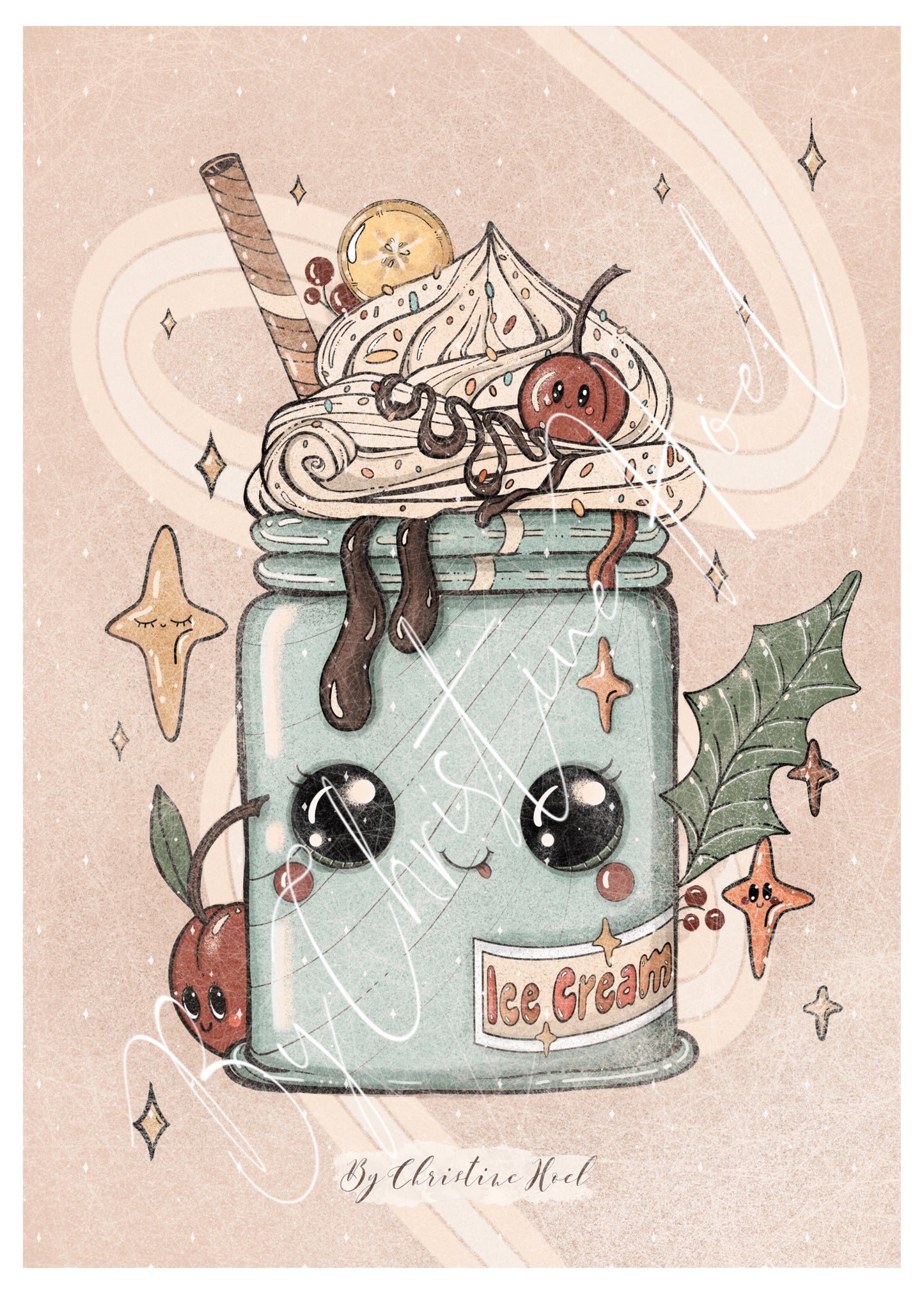 Ice Cream Friends 🍦 Stort kort / miniprint A5