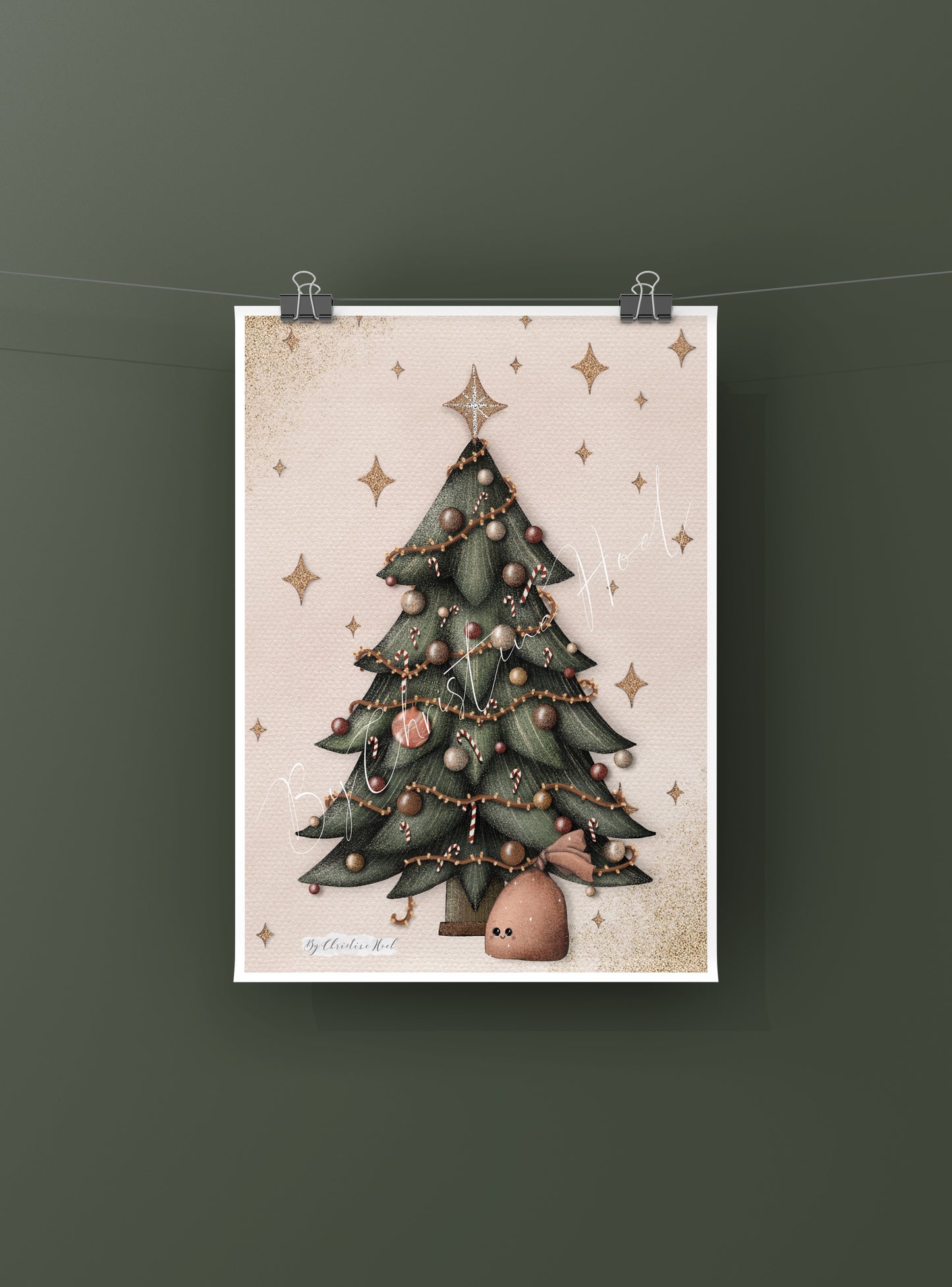 Grønne Glitrende 🎄 10x15 cm Julekort