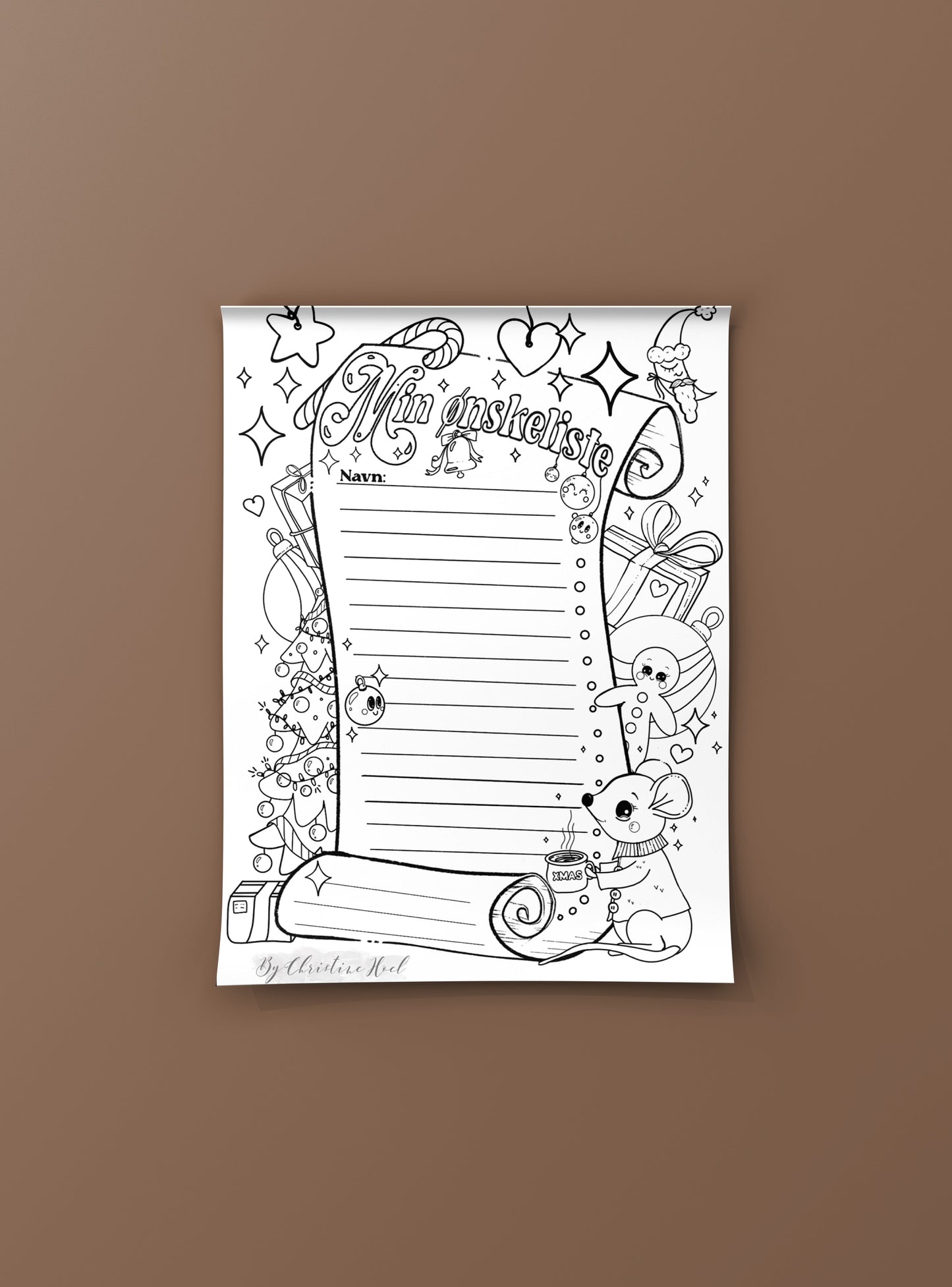 "Min Ønskeliste" - Fargeleggingsark 🎁 Gratis nedlastning ✨