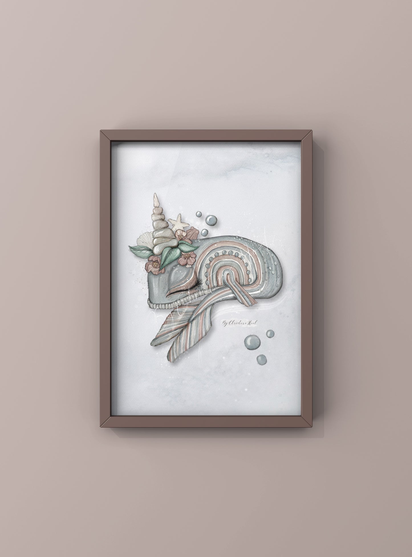 Regnbue hval 🐋 A4 plakat