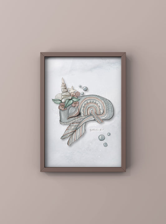 Regnbue hval 🐋 A4 plakat