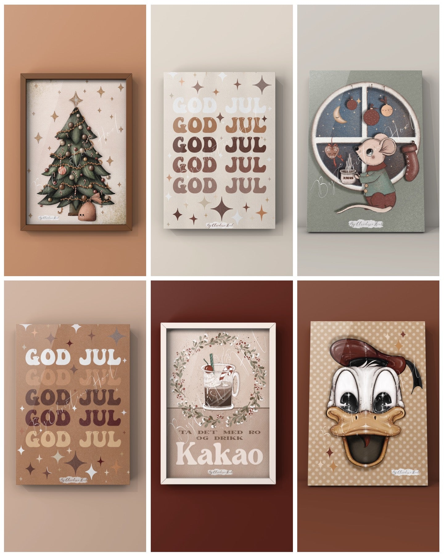 Julekortpakke #1 ⭐️ 6 stk - 10x15 cm julekort - enkle