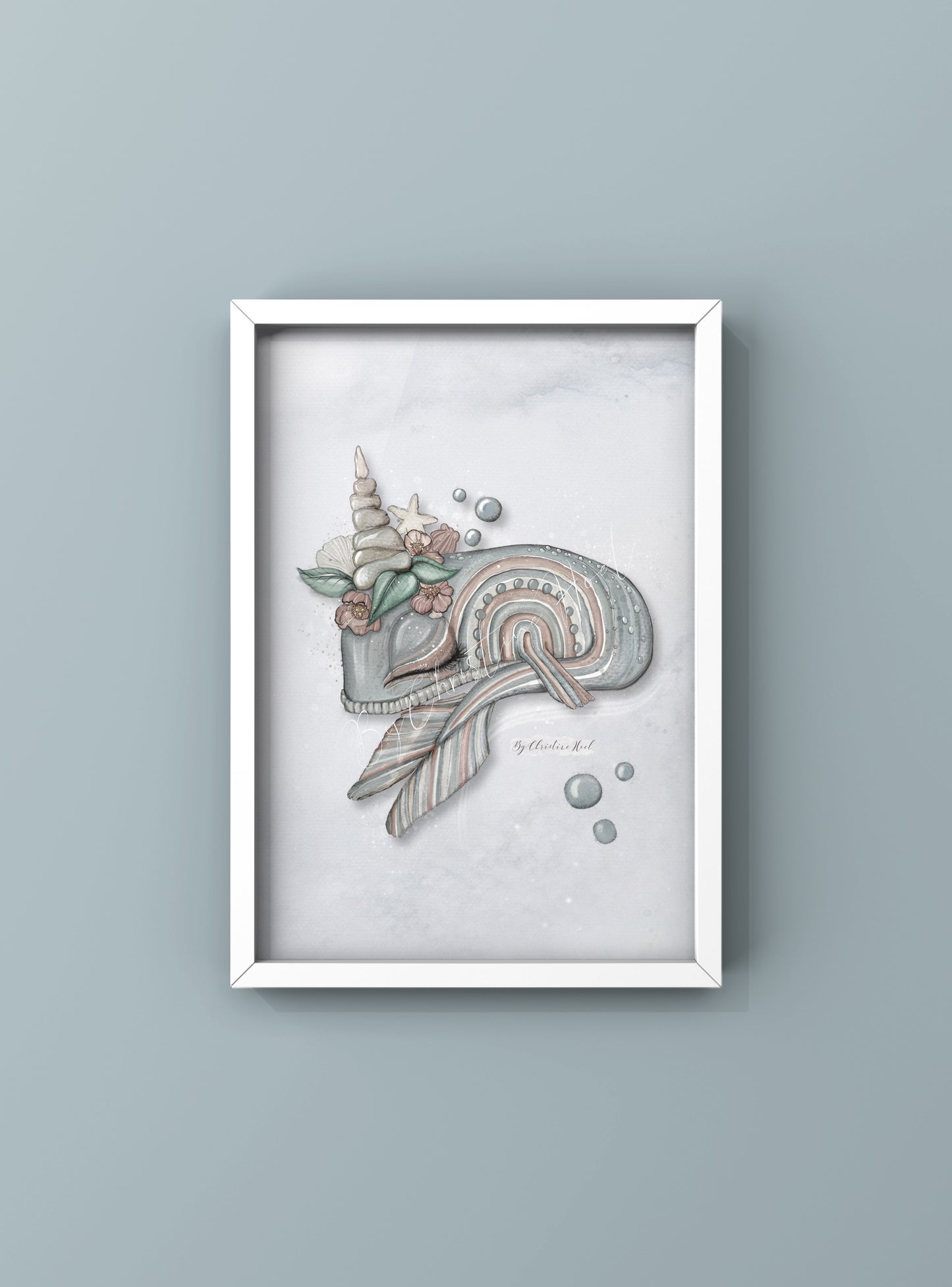 Regnbue hval 🐋 A4 plakat