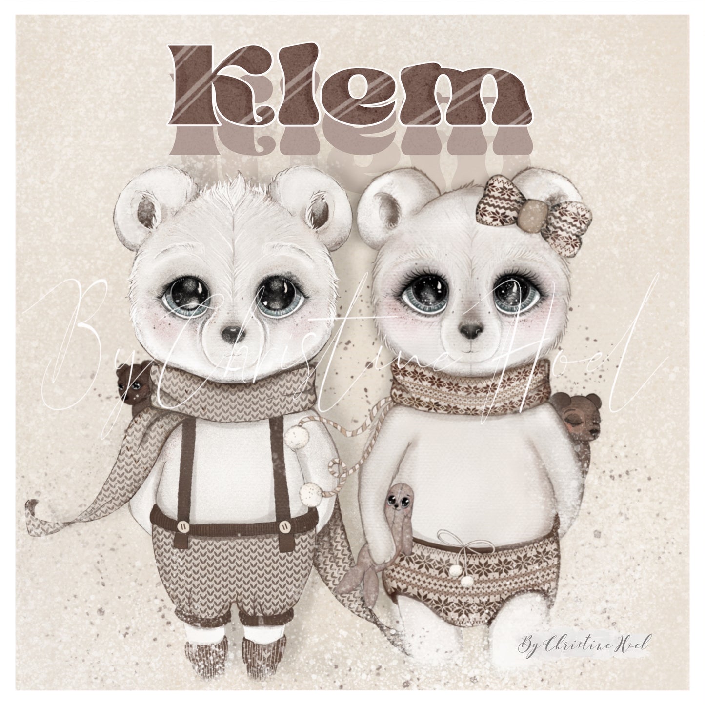 Bamseklem ❤️ 15x15 cm dobbelt kort