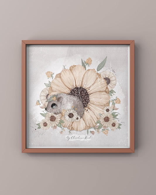 Blomst 🌼 Pinnsvin 🦔 15x15 cm miniprint / kort