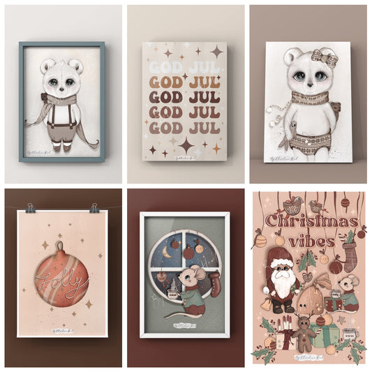 Julekortpakke #2 ⭐️ 6 stk - 10x15 cm julekort - enkle