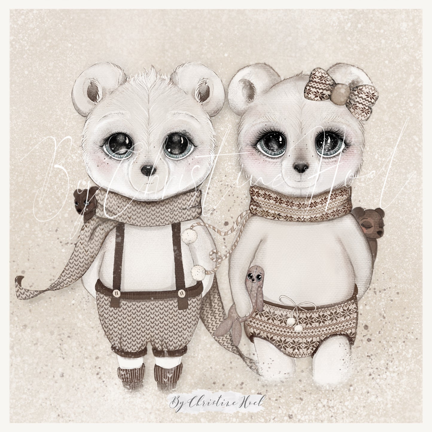 Isbjørner ⭐️ 15x15 cm miniprint / kort