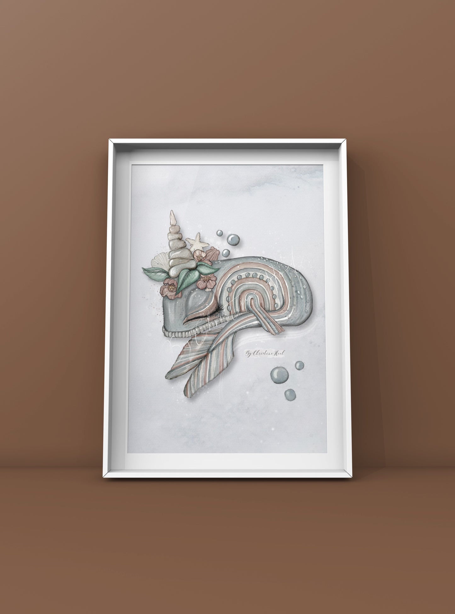 Regnbue hval 🐋 A4 plakat