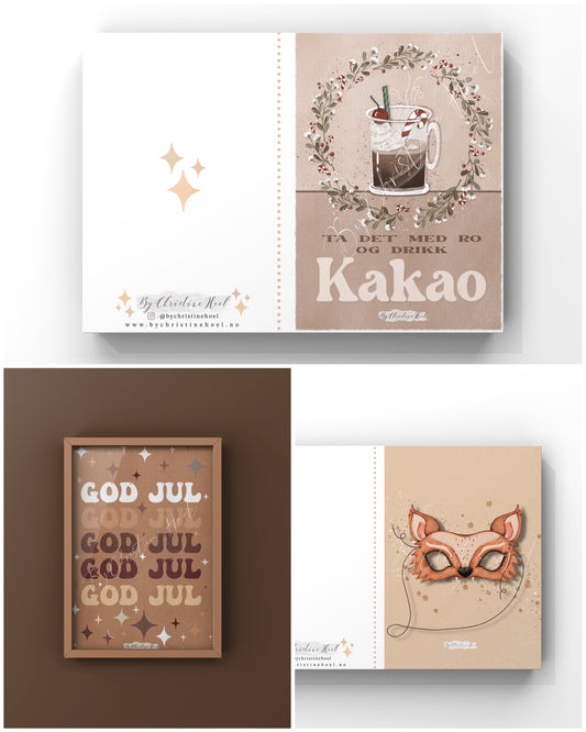 Julekortpakke #5 ⭐️ 3 stk - kort & konvolutter