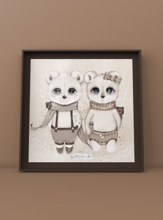 Isbjørner ⭐️ 15x15 cm miniprint / kort