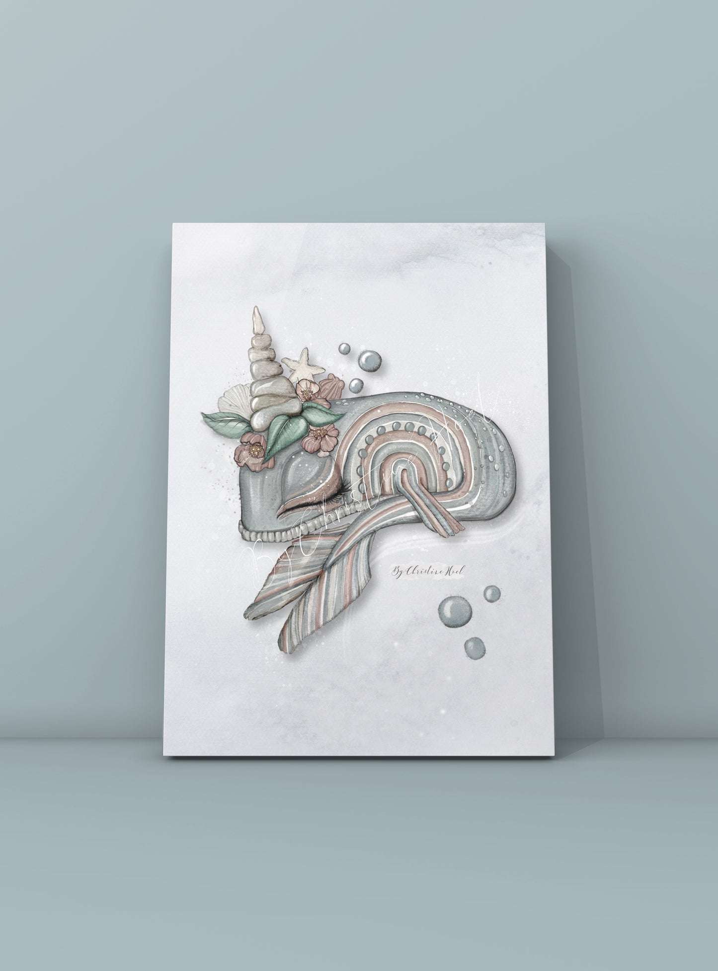 Regnbue hval 🐋 A4 plakat