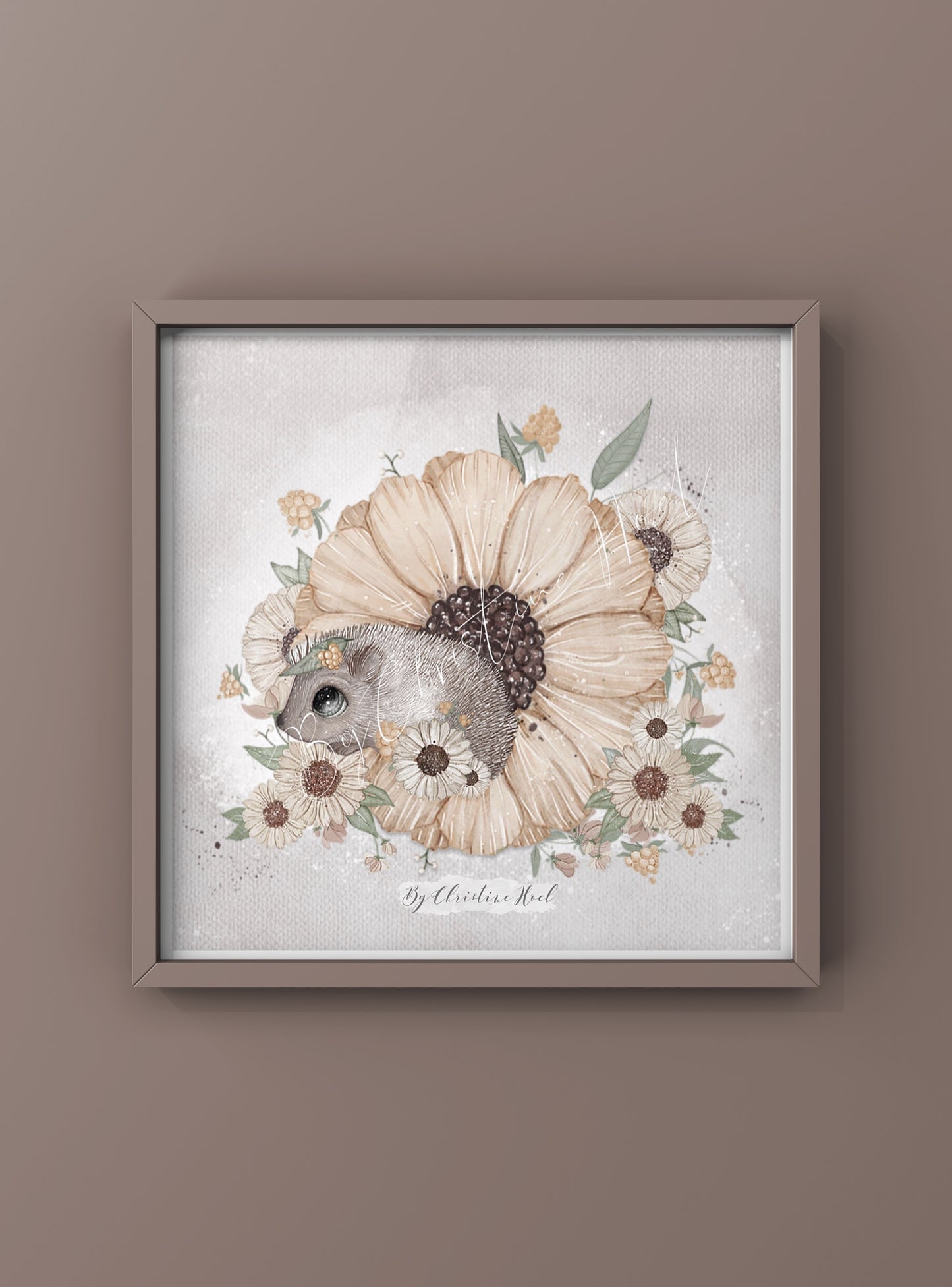 Blomst 🌼 Pinnsvin 🦔 15x15 cm miniprint / kort