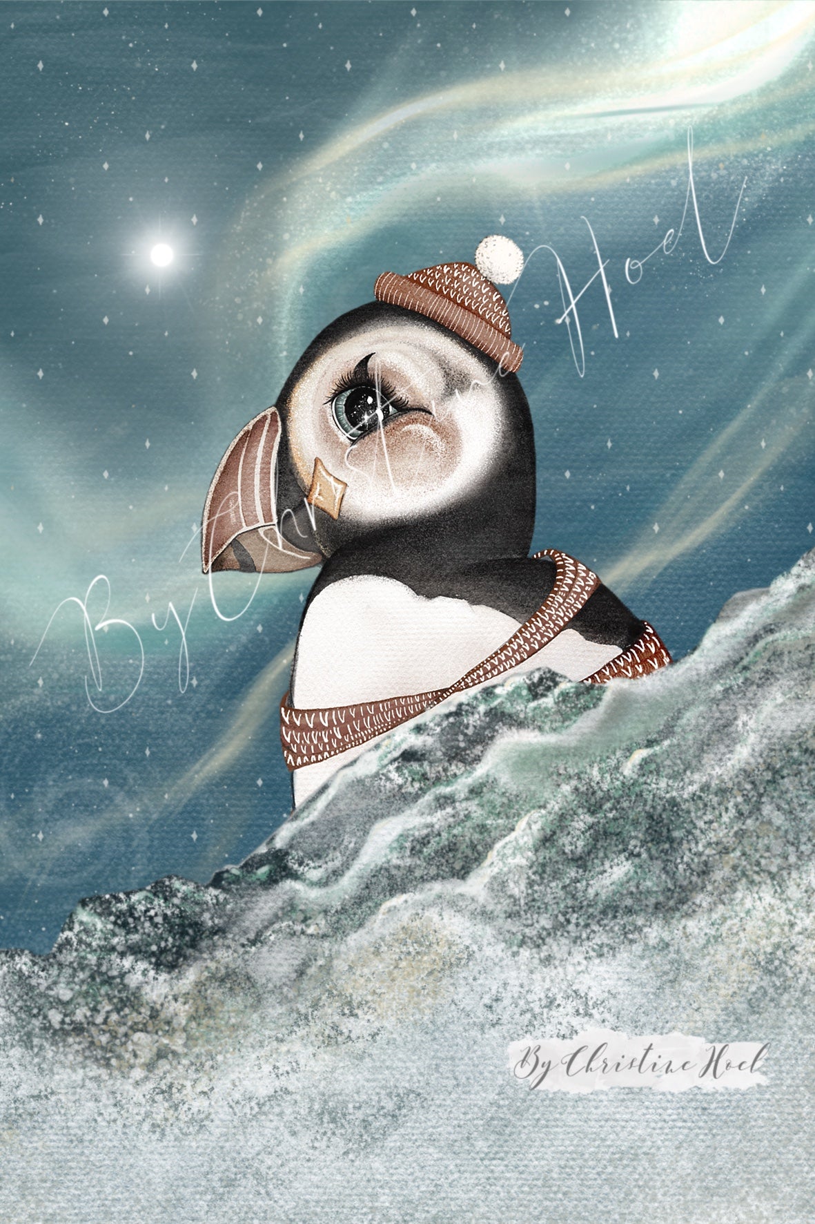 Nightsky Puffin - Miniprint / postkort