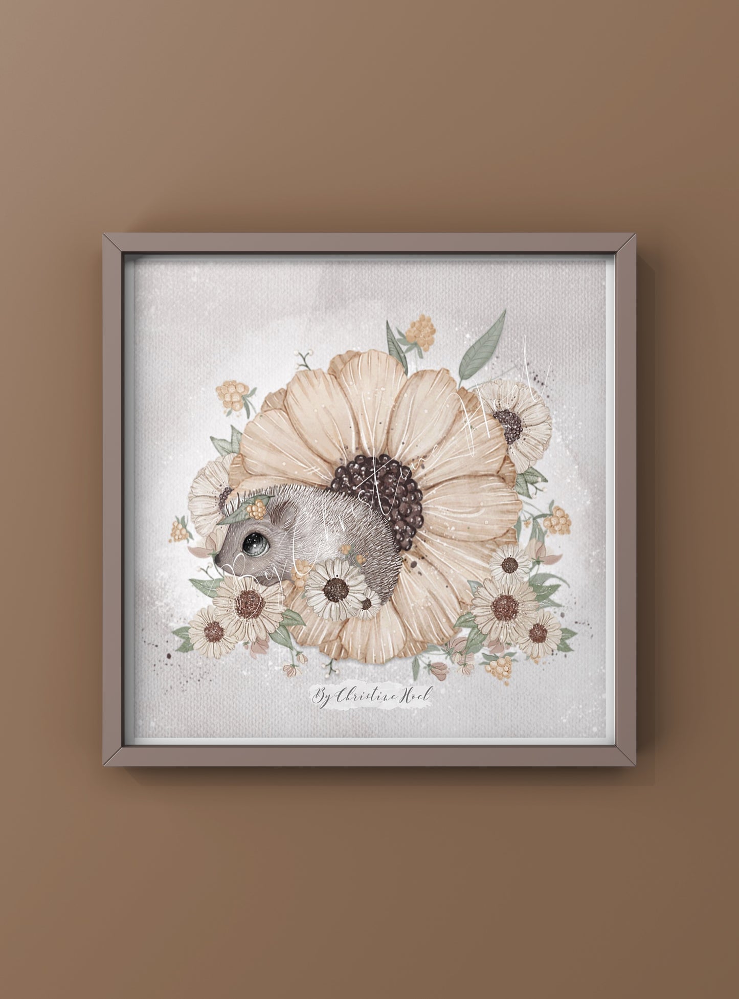 Blomst 🌼 Pinnsvin 🦔 15x15 cm miniprint / kort