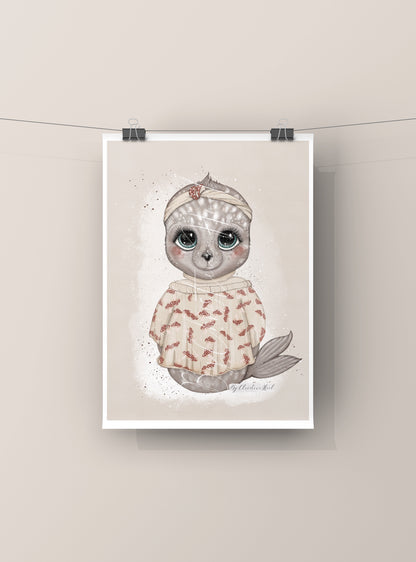 Olea 🦭 Søt Sel ⭐️ miniprint / kort