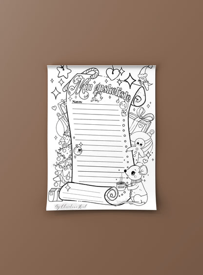 "Min Ønskeliste" - Fargeleggingsark 🎁 Gratis nedlastning ✨