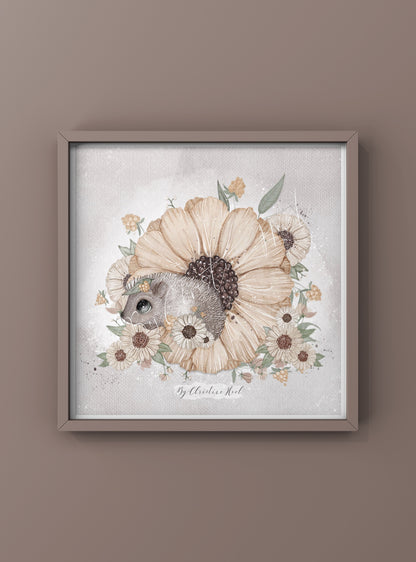 Blomst 🌼 Pinnsvin 🦔 15x15 cm miniprint / kort